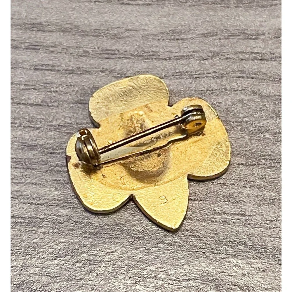 Vintage Girl Scouts GS Eagle Trefoil Gold Tone Pin Brooch USA Scouting